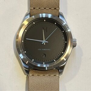 MVMT Watch With 39mm Black Face & Tan Leather Band